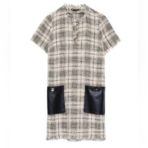 Zara Contrasting Tweed Dress